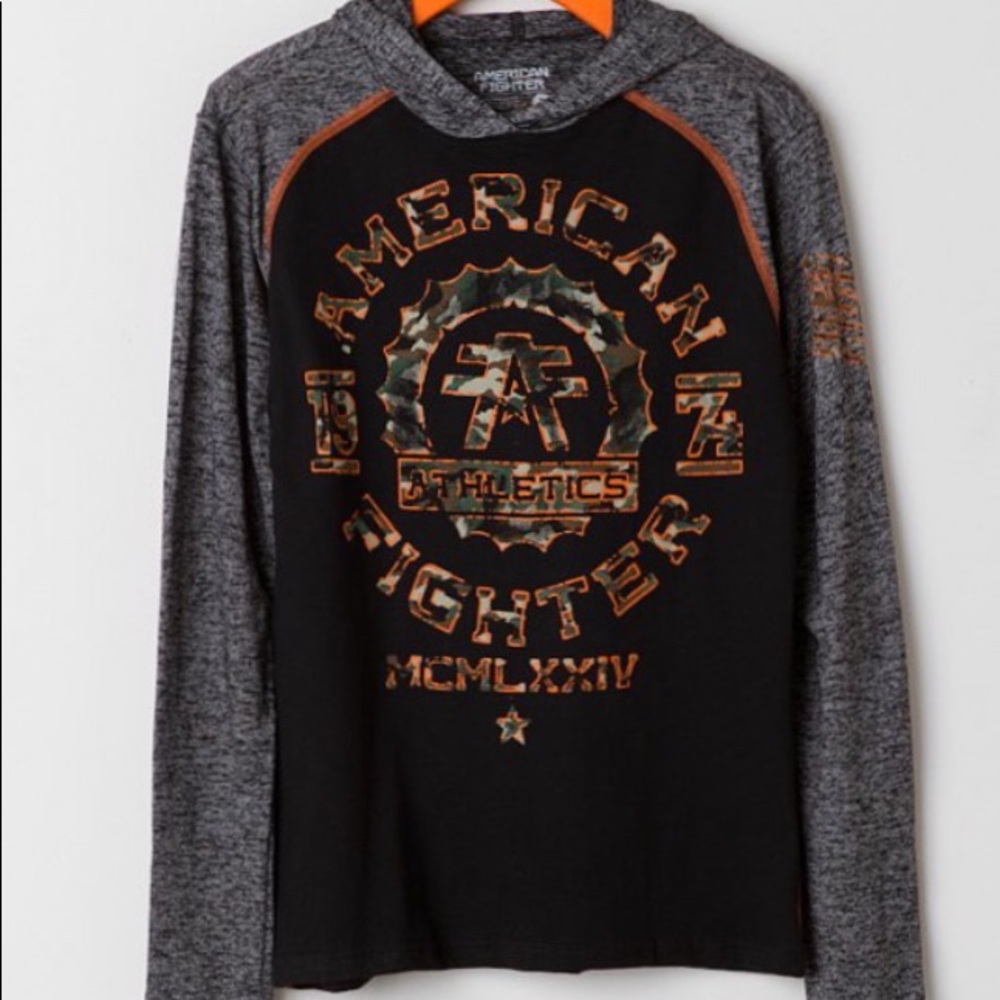 Boys American fighter long sleeve hooded top